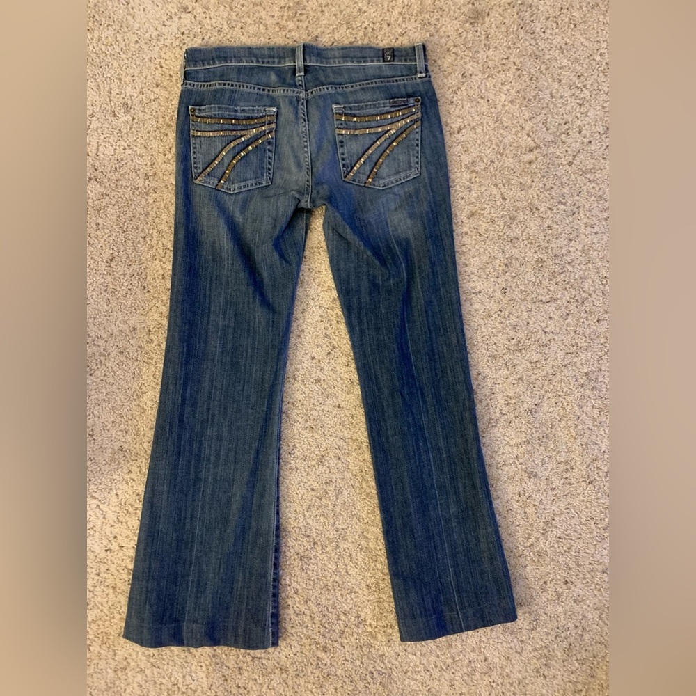 Womens 7 For All Mankind Dojo blue jeans rhinestone pocket